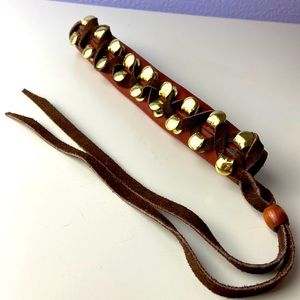 Vintage leather tribal style corset style ponytail holder lace-up wrap